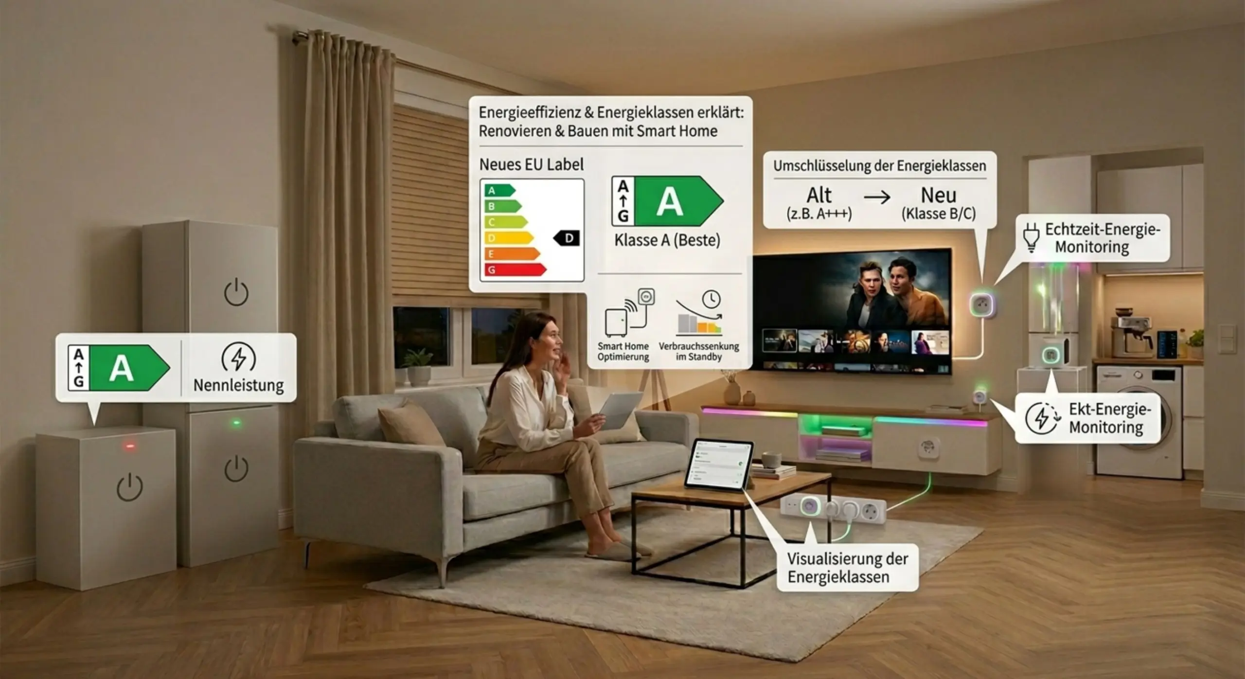 Energieklassen bei Haushaltsgeräten- Smartes Wohnzimmer